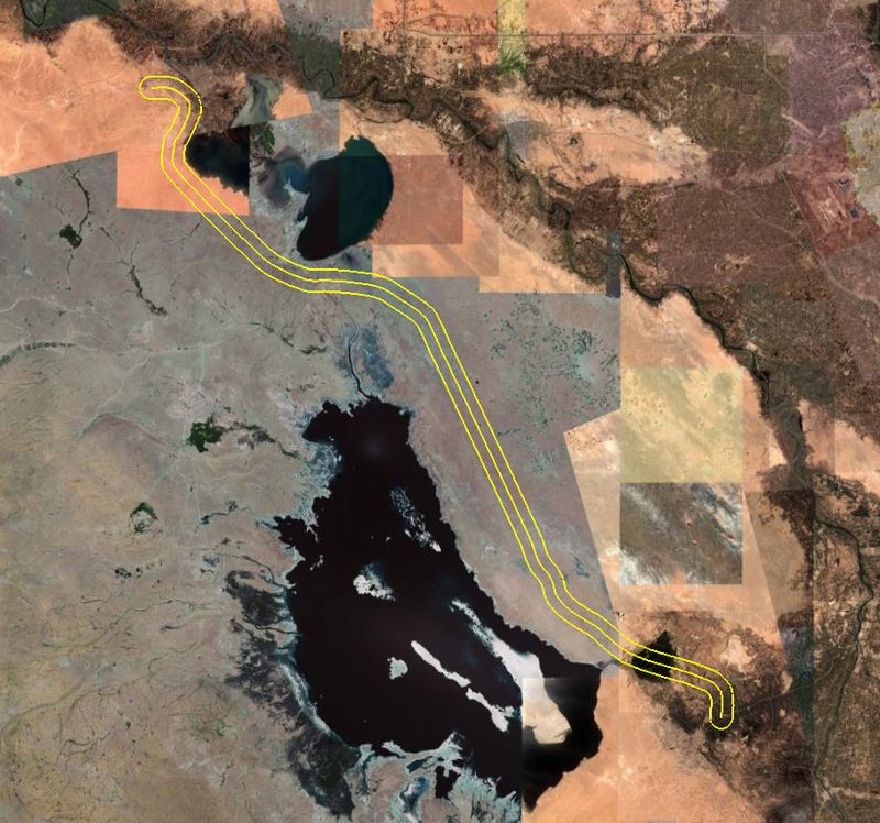 Planned railway track Ramadi - Kerbala 